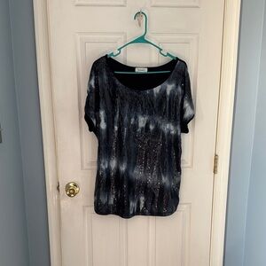 Dressbarn Black and Blue Short Sleeve Tee with Sequins